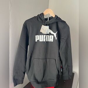 PUMA Men's Black Hoodie with White Logo